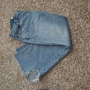 We The Free by Free People Women's Blue Raw Hem Wide Leg Jeans Pants Sz 29